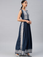 Navy Blue printed long kurta