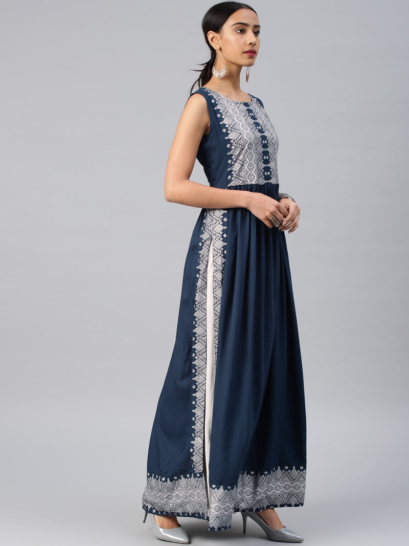 Navy Blue printed long kurta