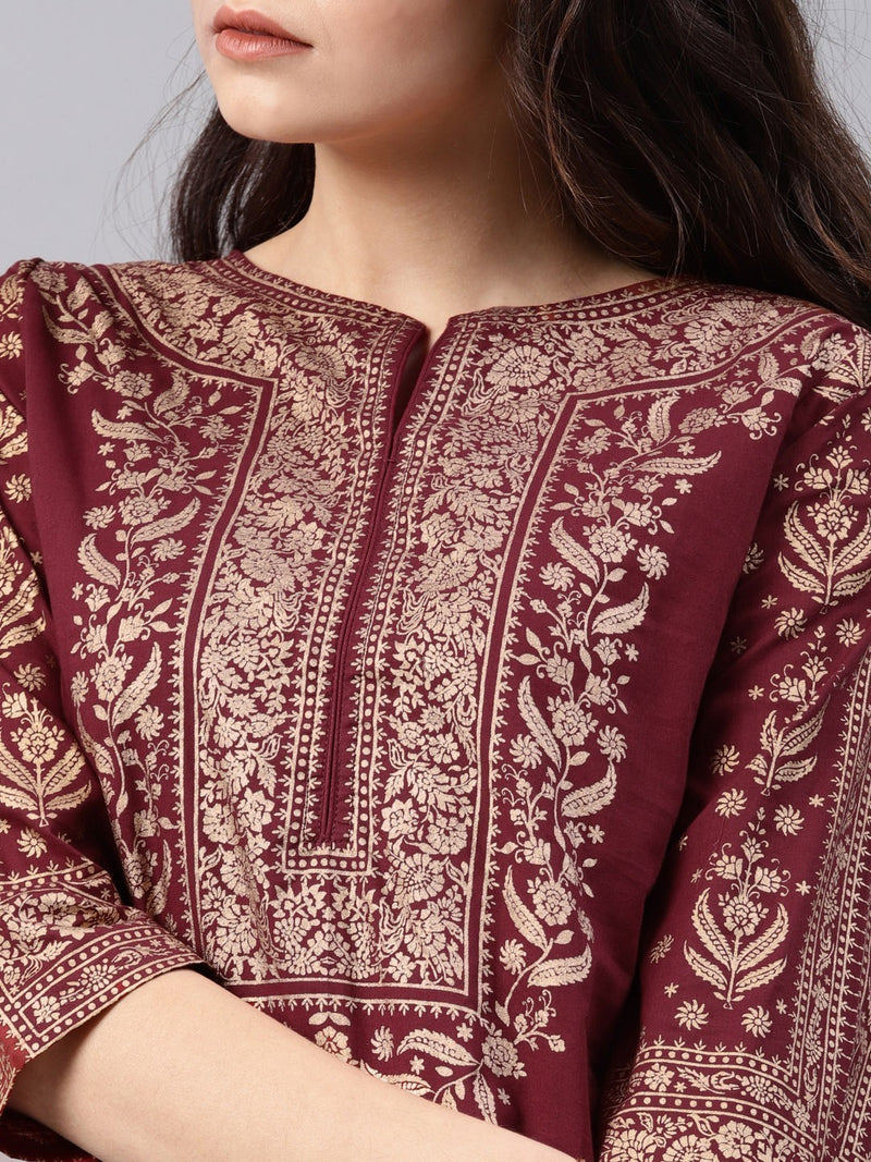 Maroon printed kurta
