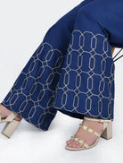 Embroidered Blue Plazo Trouser Women Bottoms FASSTILAD 