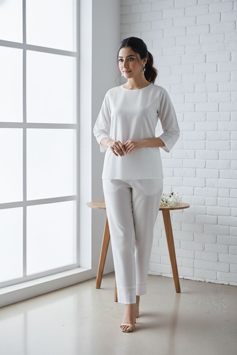 FANCY TROUSER BT-042 WHITE KHAS STORES 