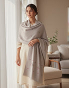 Khaddi Embroidered Shawl-10 Light Grey Apparel & Accessories KHAS STORES 