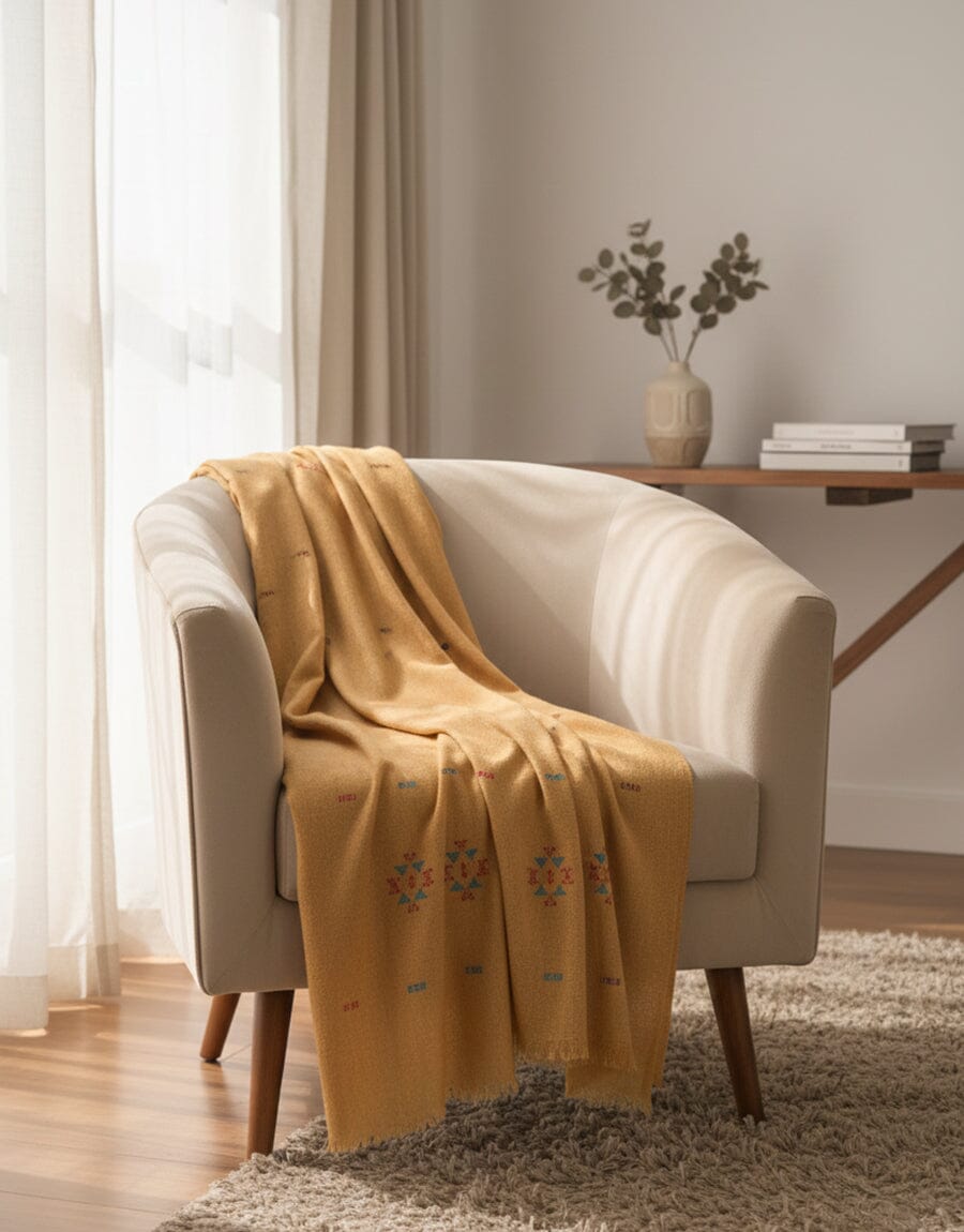 Khaddi Embroidered Shawl-11 Brown Apparel & Accessories KHAS STORES 
