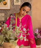 Shirt Trouser Dupatta - Magenta - Lawn Suit - 1137