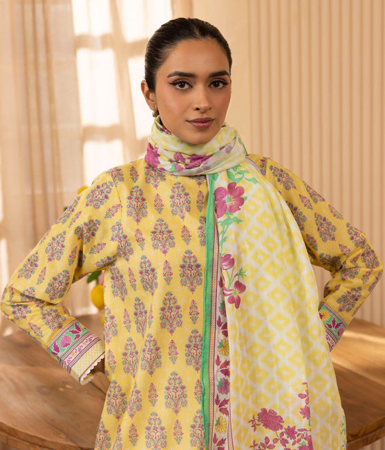 Shirt Dupatta - Yellow - Lawn Suit - 1618