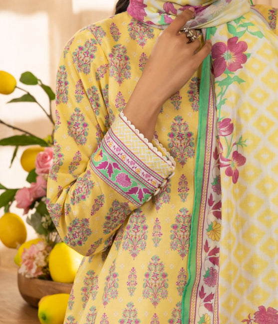 Shirt Dupatta - Yellow - Lawn Suit - 1618