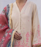 Shirt Trouser Dupatta - Beige - Lawn Suit - 1139