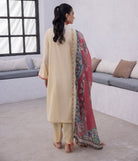 Shirt Trouser Dupatta - Beige - Lawn Suit - 1139