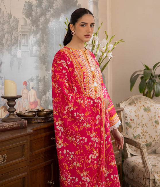 Shirt Trouser Dupatta - Pink - Lawn Suit - 1102