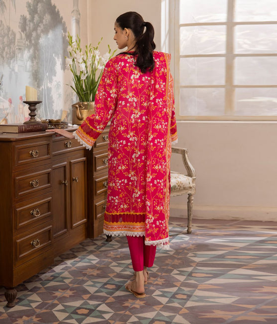 Shirt Trouser Dupatta - Pink - Lawn Suit - 1102