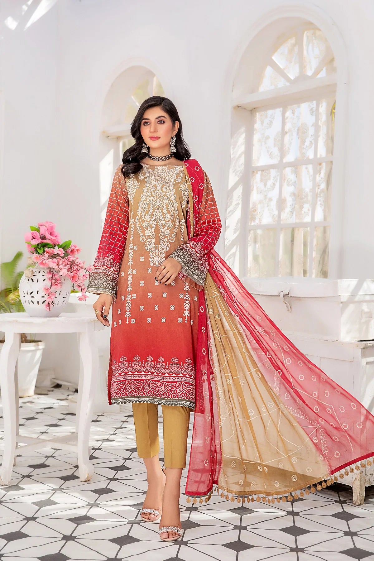 embroidered printed lawn dress Charizma Print Melody Blue Pakistani Lawn Suit main image 1