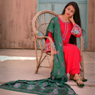 Red Malai Georgette Shirt(3 Piece Stitched)