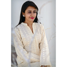  Off White Chikan Kurta(1 Piece Stitched)