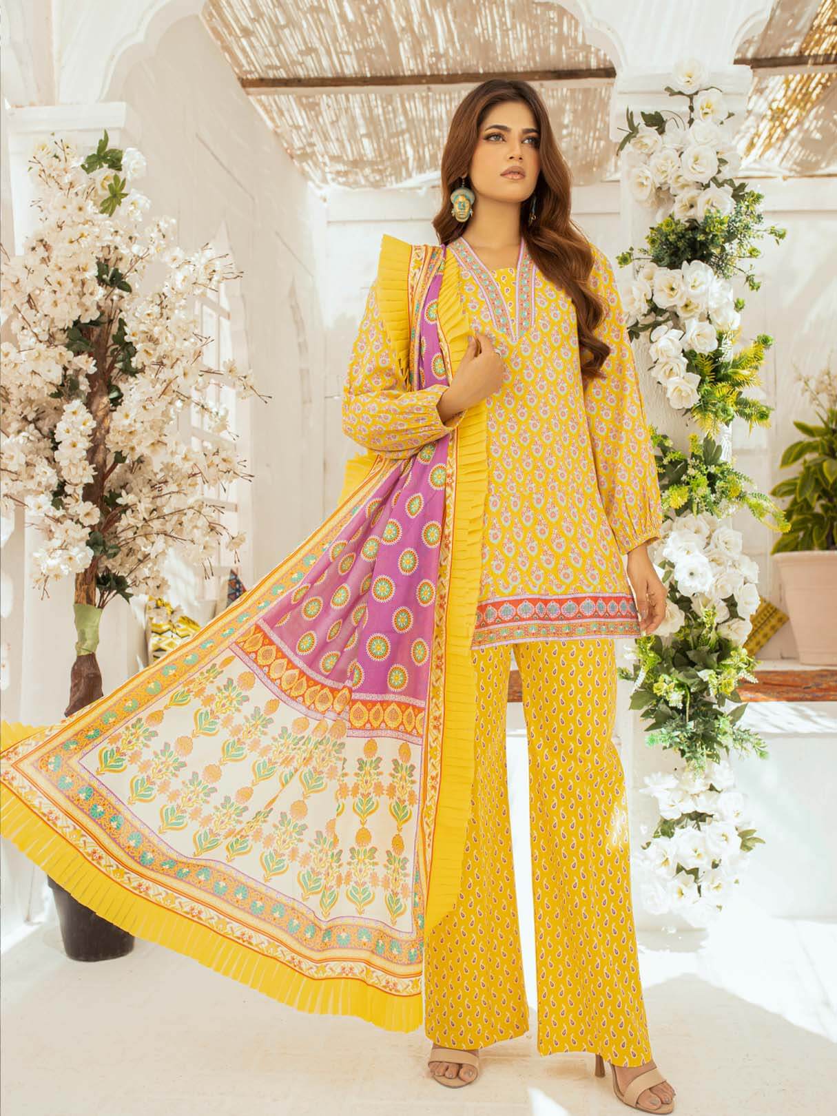 AMBER - YELLOW 3 PIECE UNSTITCHED LAWN