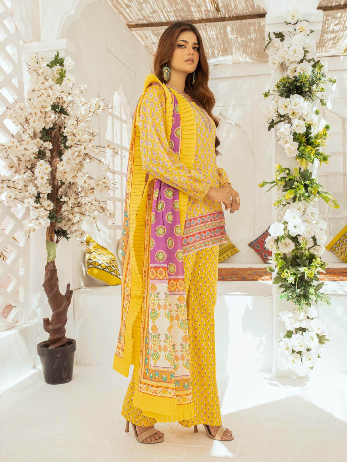 AMBER - YELLOW 3 PIECE UNSTITCHED LAWN