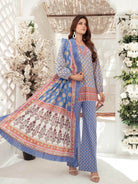 FREESIA - BLUE 3 PIECE UNSTITCHED LAWN