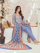 FREESIA - BLUE 3 PIECE UNSTITCHED LAWN
