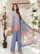 FREESIA - BLUE 3 PIECE UNSTITCHED LAWN