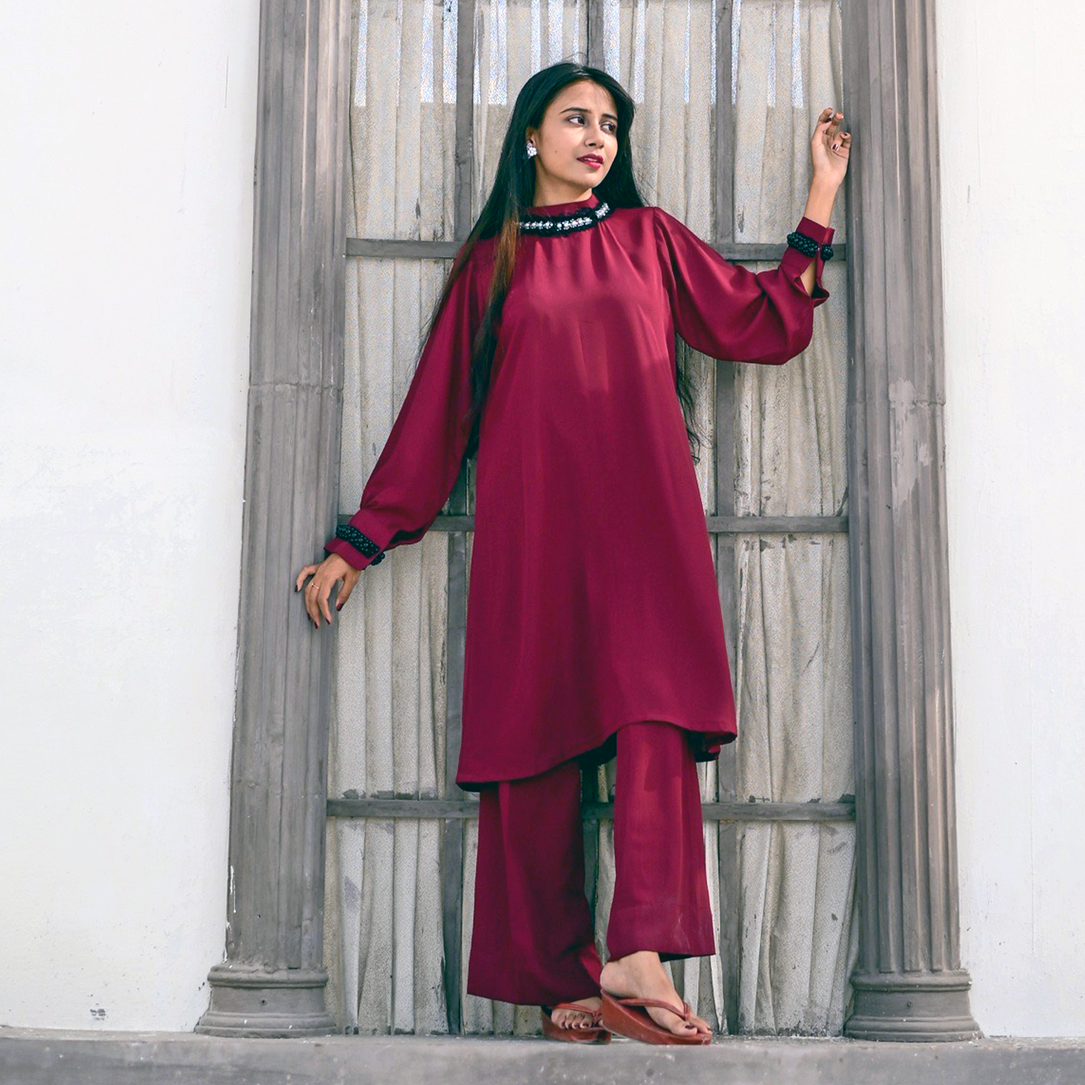 Rusty Red Georgette(2 Piece Stitched)